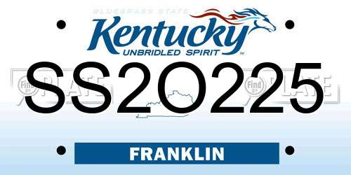 SS2O225 Kentucky License Plate