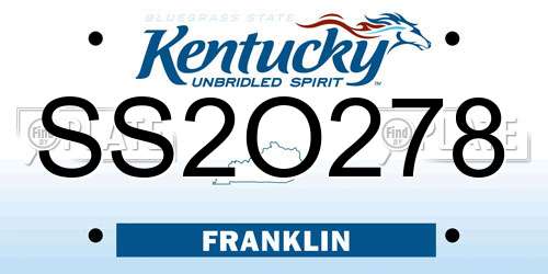 SS2O278 Kentucky License Plate