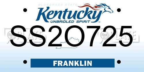 SS2O725 Kentucky License Plate