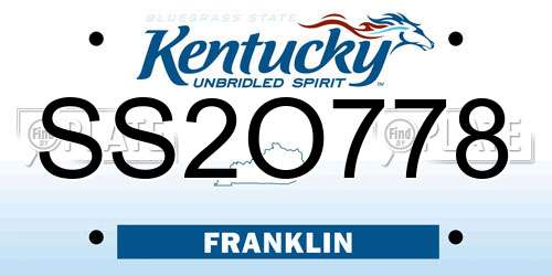 SS2O778 Kentucky License Plate