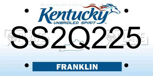 SS2Q225 Kentucky License Plate