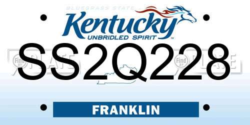 SS2Q228 Kentucky License Plate