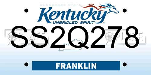 SS2Q278 Kentucky License Plate