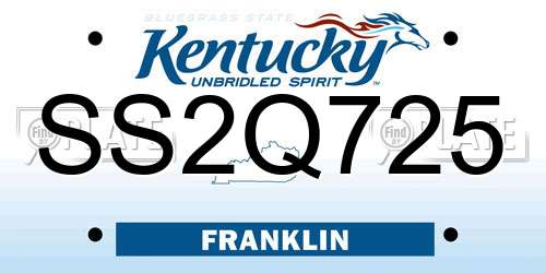 SS2Q725 Kentucky License Plate