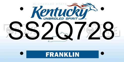 SS2Q728 Kentucky License Plate