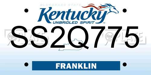 SS2Q775 Kentucky License Plate
