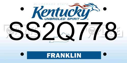 SS2Q778 Kentucky License Plate