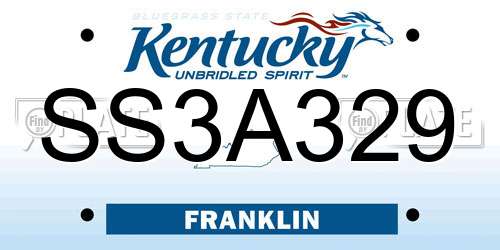 SS3A329 Kentucky License Plate