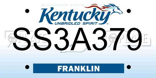 SS3A379 Kentucky License Plate