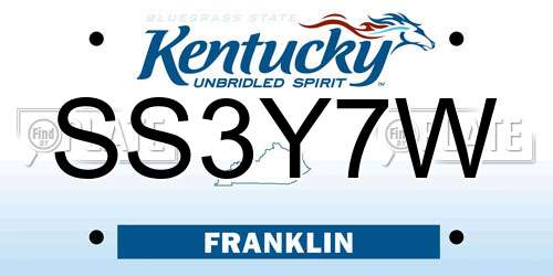 SS3Y7W Kentucky License Plate