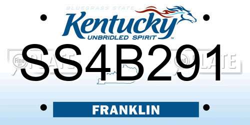 SS4B291 Kentucky License Plate