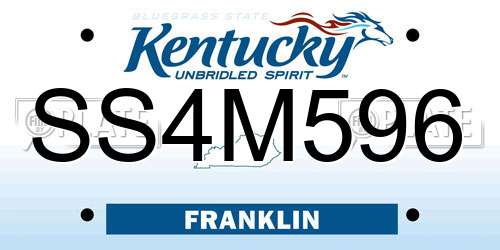 SS4M596 Kentucky License Plate
