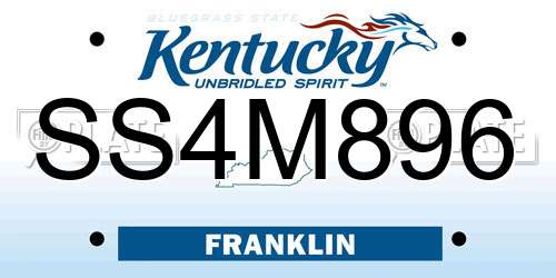 SS4M896 Kentucky License Plate