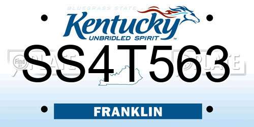 SS4T563 Kentucky License Plate