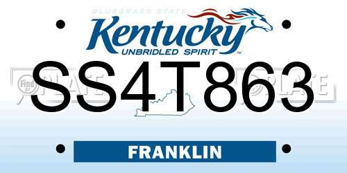 SS4T863 Kentucky License Plate