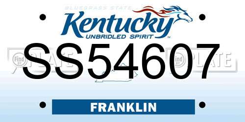 SS54607 Kentucky License Plate