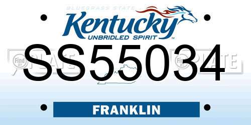 SS55034 Kentucky License Plate