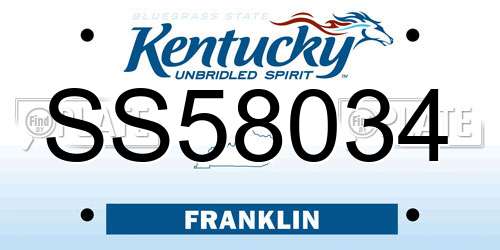 SS58034 Kentucky License Plate