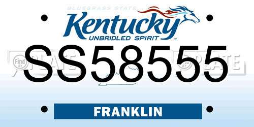 SS58555 Kentucky License Plate