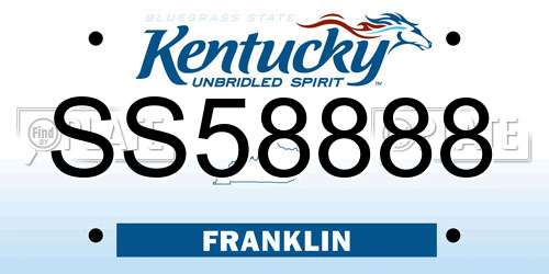 SS58888 Kentucky License Plate
