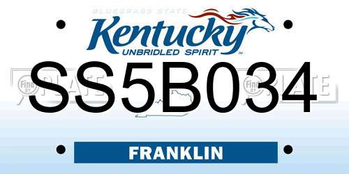 SS5B034 Kentucky License Plate