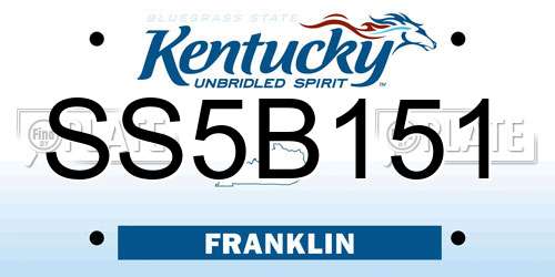SS5B151 Kentucky License Plate