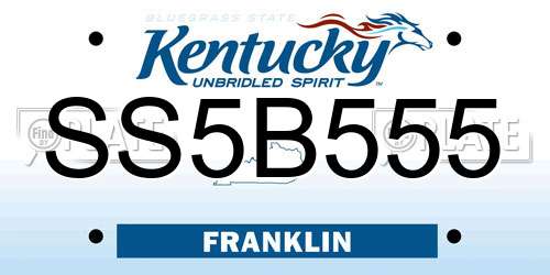 SS5B555 Kentucky License Plate