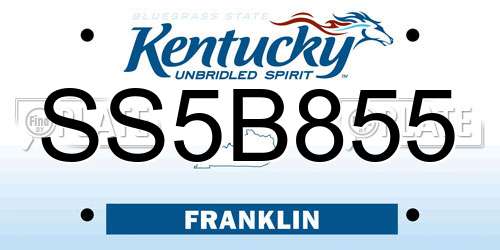 SS5B855 Kentucky License Plate
