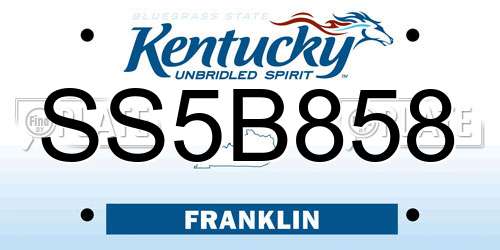 SS5B858 Kentucky License Plate