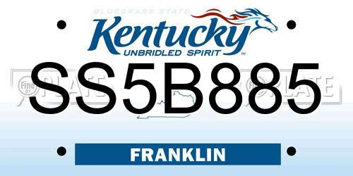 SS5B885 Kentucky License Plate