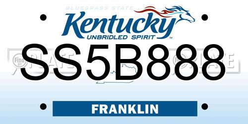 SS5B888 Kentucky License Plate