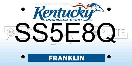 SS5E8Q Kentucky License Plate
