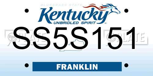 SS5S151 Kentucky License Plate