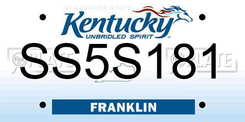 SS5S181 Kentucky License Plate