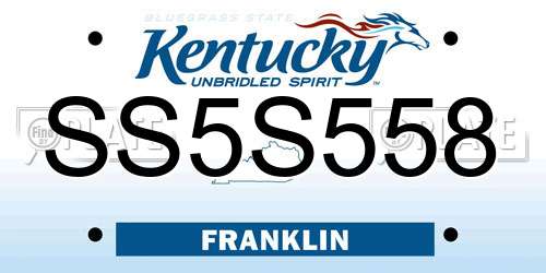 SS5S558 Kentucky License Plate