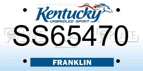SS65470 Kentucky License Plate