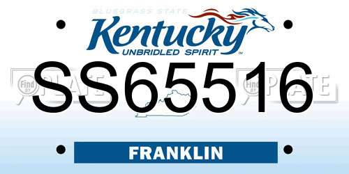 SS65516 Kentucky License Plate