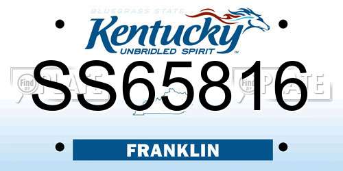 SS65816 Kentucky License Plate