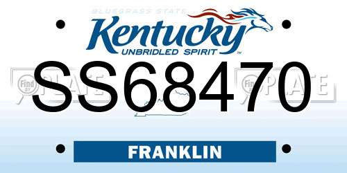 SS68470 Kentucky License Plate