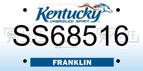 SS68516 Kentucky License Plate