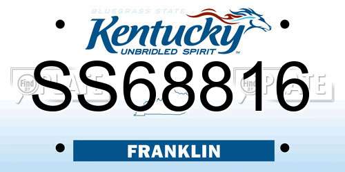SS68816 Kentucky License Plate