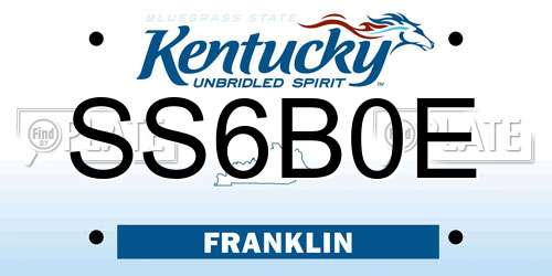 SS6B0E Kentucky License Plate