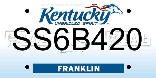SS6B420 Kentucky License Plate