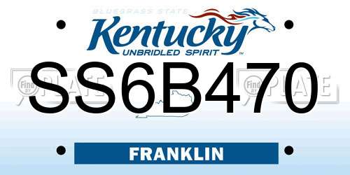 SS6B470 Kentucky License Plate