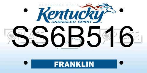 SS6B516 Kentucky License Plate