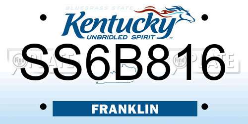 SS6B816 Kentucky License Plate