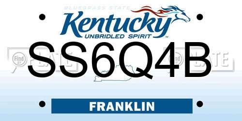 SS6Q4B Kentucky License Plate