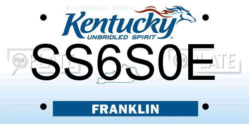SS6S0E Kentucky License Plate