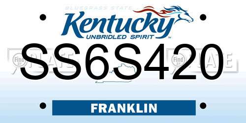 SS6S420 Kentucky License Plate