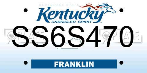 SS6S470 Kentucky License Plate